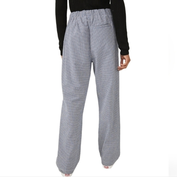 Free People Kate Plaid Straight Leg Pant Blue & White Check size Medium - Picture 2 of 16